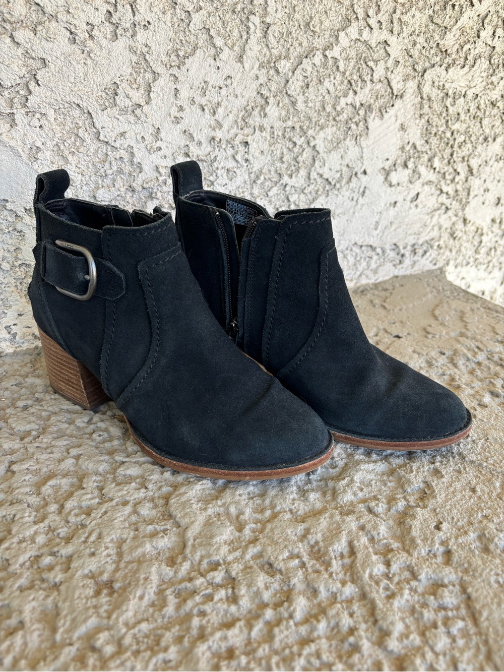 UGG Black Suede Ankle Booties with Buckle Accent Size 8